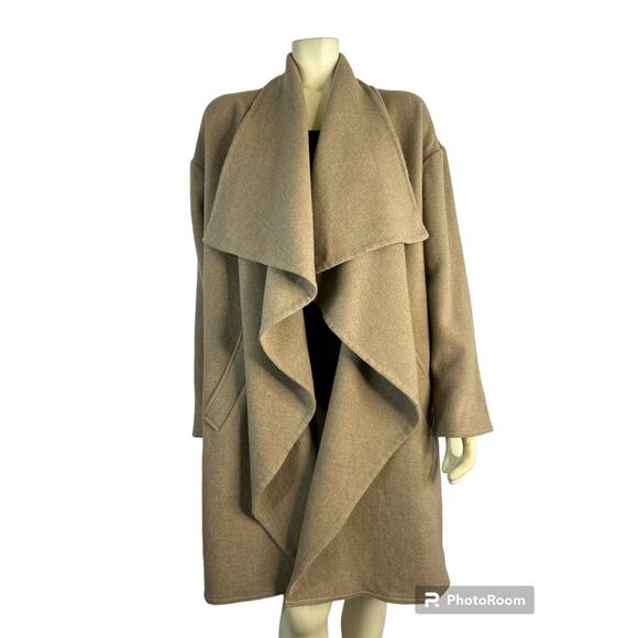NWT Lauren Ralph Lauren truffle color draped waterfall open front coat size med - Picture 1 of 16
